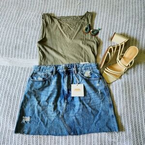 JBD Denim Destressed Mini Skirt
